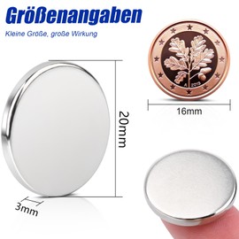 12Pcs Strong Neodymium Magnet,20x3mm Rare Earth Magnets Round Disc Magnet Heavy Duty,Small Round Refrigerator Magnets for Craft Office Whiteboard,Dry Erase Board,Tool Organization