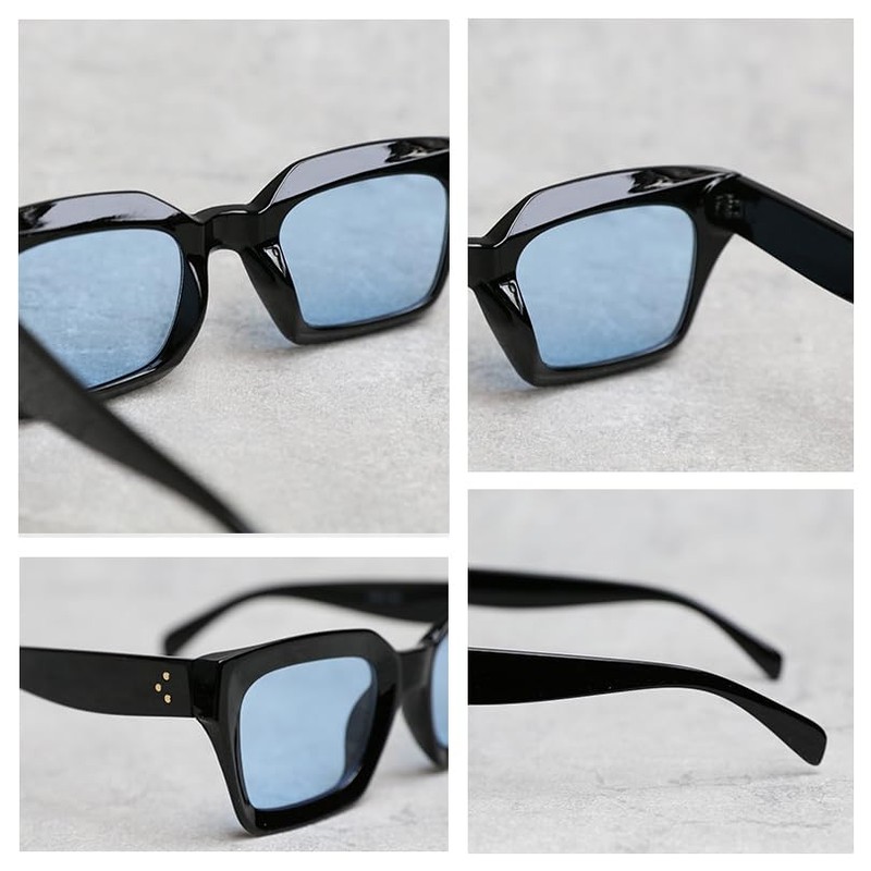 Eight TV Cut Sunglasses, Men's, Women's, Big Square, Black Eyewear,