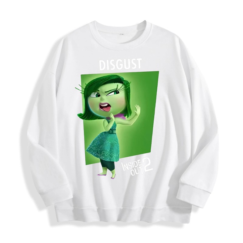 Inside Out 2 Disgust Character Graphic Crewneck Sweatshirt, US Warehouse,