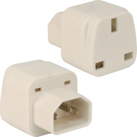 Wirafix C14 to UK Outlet Socket, C14 to UK Plug, IEC to UK socket Adapter, IEC 320 C14 Male to UK, UK Adapter Plug, C13 Socket Conversion Adapter, White, 2Pack