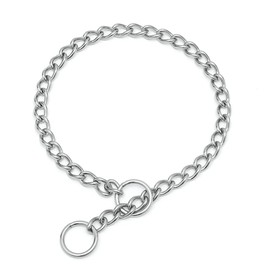 Chain Collar for Dogs, Stainless Steel Dog Chain Collars Slip Link Heavy Duty Training Martingale Collar for Small Medium Large Breed Dogs Boys Girls, Silver XXS