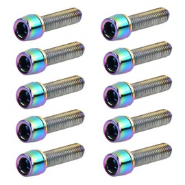 Pack of 10 Bicycle Stem Screws, M5 x 20mm Bicycle Shaft Bolts with Washers, Bicycle Cone Bolts, Bicycle Stem Bolts, Taper Head Screw for Mountain Bike (Multi-Colour)