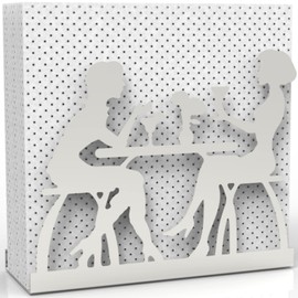 Decorelax Metal Napkin Holder for Home Kitchen Restaurant Picnic - Women Theme Tabletop Paper Organizer Upright Tissue Dispenser (Silver)