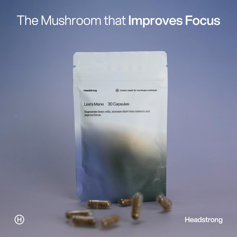 Headstrong Lion's Mane Mushroom Capsules, 90% Active Compound Yield, Ultrasonic