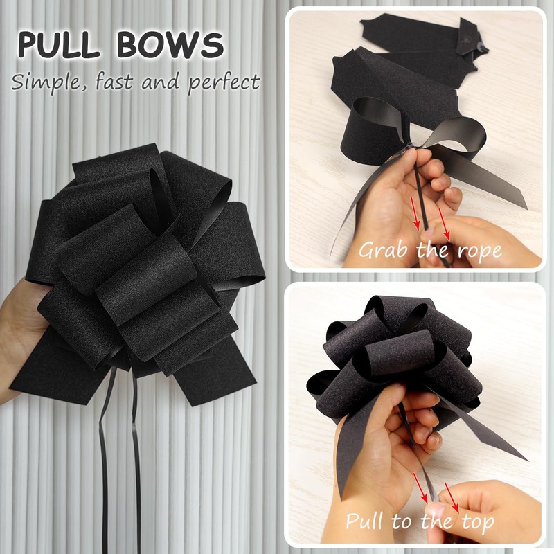 Black Bows for Gift Wrapping, 5 PCS Black Gift Bow,