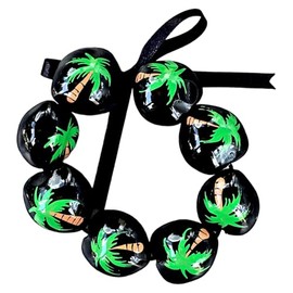 BlueRica Hand Painted Flower Kukui Bracelet, 8 Inches, natural-fiber, Agate