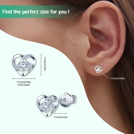 INFINIONLY Women's Girls Heart Diamond Necklace and Earrings 925 Silver Jewellery Sets Moissanite Chains Pendant Stud Earrings Earrings D Colour VVS1 Perfect Cut Diamond Wedding Jewellery, Silver,