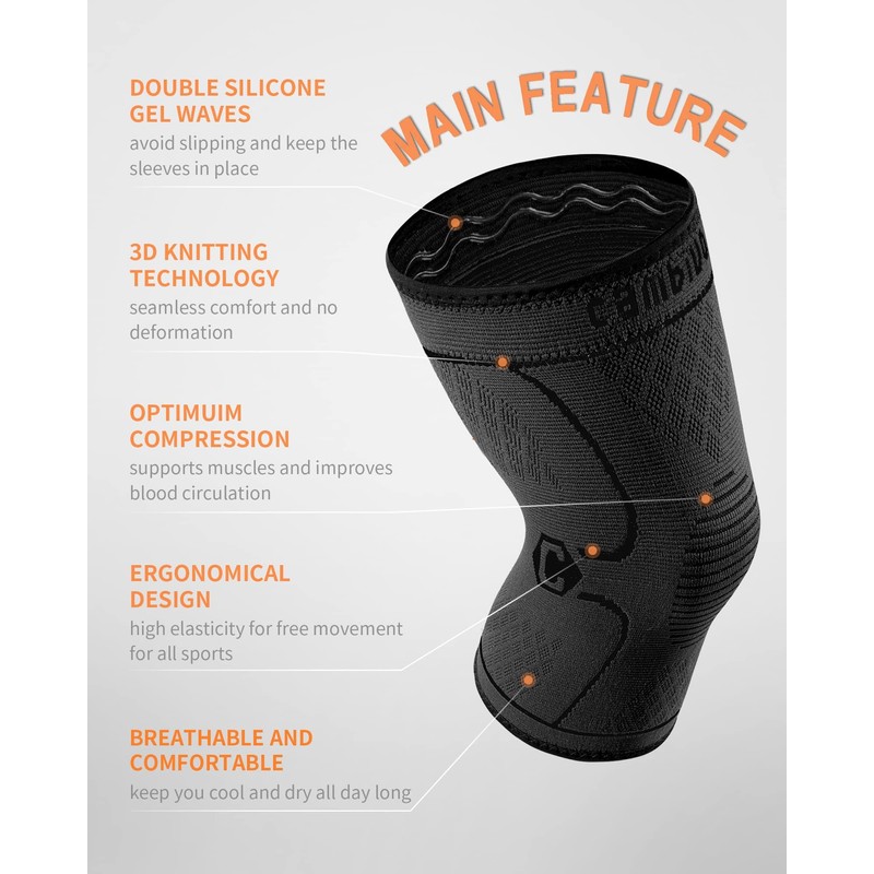 CAMBIVO Knee Brace Support(2 Pack) for Men and Women, Knee