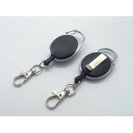 Black Retractable Key Reel with Carabiner