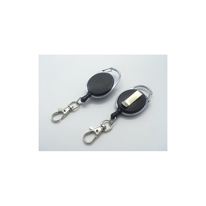 Black Retractable Key Reel with Carabiner