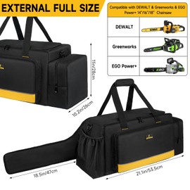 Chainsaw Carrying Case, Waterproof Foldable Chainsaw Storage Bag Compatible with Greenworks, Dewalt, EGO Power+ 14''/16''/18'' Chainsaws and Cordless Chainsaw, Black&Yellow