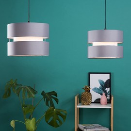 MiniSun MiniSun | Modern 2 Tier Ceiling Light Shades in a Grey Finish | Pendant Lights, Home Dcor & Improvement Essential | Set of 2
