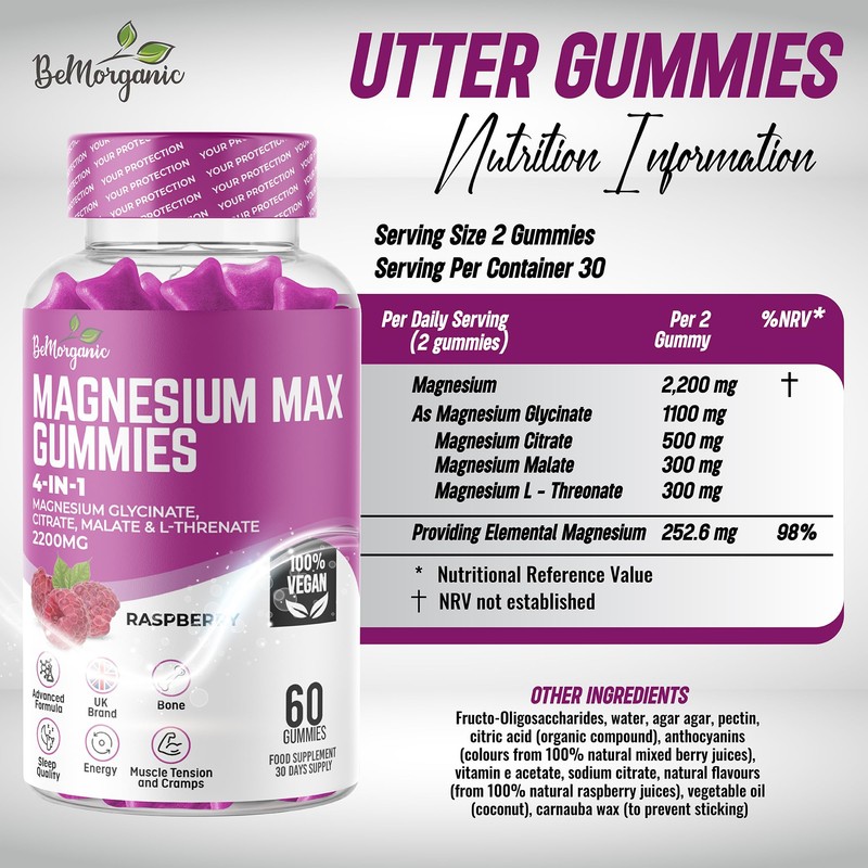BeMorganic Organic Gummies (Magnesium Gummies)