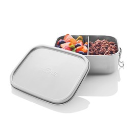 Tatonka Stainless Steel Lunch Box 2 800 ml Lock - Bread Box with Dividers and Clip Closure - Unbreakable, Non-Toxic, Dishwasher Safe, Plastic-Free and BPA-Free - 0.8 L