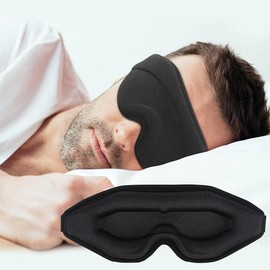 Cotton Sleep Eye Mask for Women Men, 100% Blocking Light Eye Mask Sleeping for Side Sleeper, Soft Zero Pressure Cooling Blackout Eye Covers for Sleeping, Sleep Mask fits All Heads Adjustable - Color: 2pcs Black
