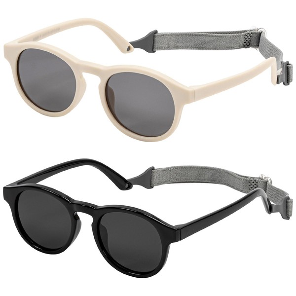 Baby Sunglasses, 2Pack Toddler Sunglasse with Strap for 3-24M, Polarized