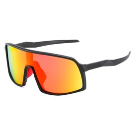 ICECONY Polarized Kids Sports Sunglasses Youth Baseball Sun Glasses UV400 Shades for Boys Girls (Black/Red)