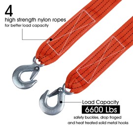 JCHL Tow Strap with Hooks 2in X20Ft Recovery Strap 10,000LB Break Strengthened Towing Rope for Towing Vehicles in Roadside Emergency | JCHL