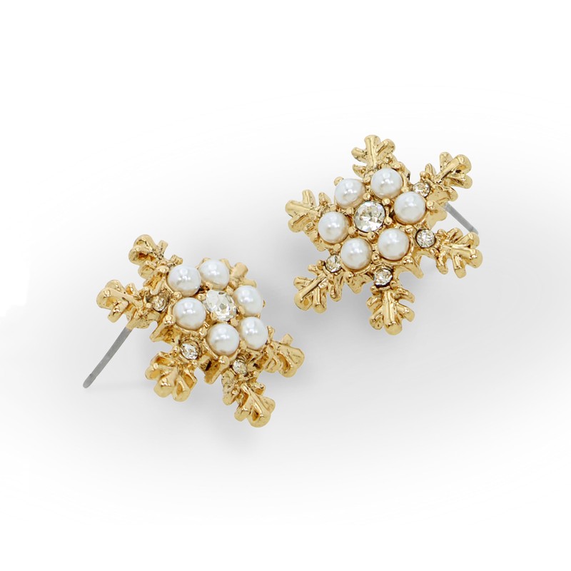 Betsey Johnson Womens Snowflake Stud Earrings
