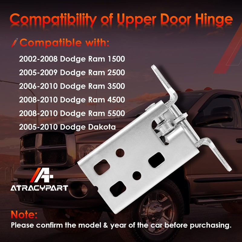 Upper Door Hinge Driver Side Left LH, Compatible with 02-08