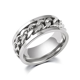Pierced Owl 316L Stainless Steel Center Chain Spinner Fidget Ring (7)