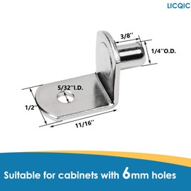 LICQIC 20 Pcs Shelf Pins, Metal Shelf Support Pegs for 6 mm Hole, Shelf Brackets for Cupboard Cabinet Furniture Kitchen Wardrobe Shelves, Style 3, Fits 6 mm Hole