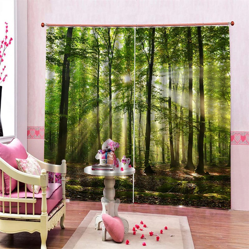 Forest Curtains, Trees Sunlight Shower Curtain Wild Natural Landscape Trees