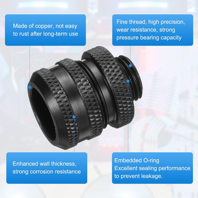 sourcing map 2pcs Water Cooling Adapter G1/4" Thread to 14mm