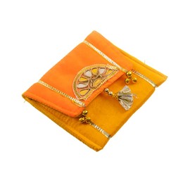 Handmade Gota Pati work Purse Wallet Batawa Clutch Hand Stitched Traditional Ethnic Golden Work Wedding Envelope for Girls Women for Party Wedding Special Occasion and Gifting (Yellow - 4.5"x4")