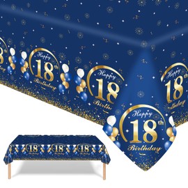 GROVBLE Pack of 2 Tablecloths for 18th Birthday, Birthday Tablecloth, Birthday Boy Girl, Rectangular Tablecloth for 18th Birthday Party, 137 x 274 cm (18 Years Old)