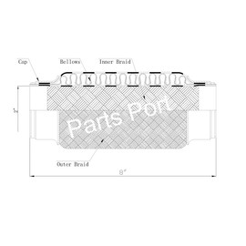 Heavy Duty Double Braided Stainless Steel Exhaust Flex Pipe with 2" ID / 8" Braided Length / 8" Overal Length, 68-2x8x8