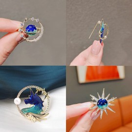 Brooch Set, 4 Pieces Brooch, Wedding Party Clothing Brooch, Rhinestone Scarf Pin, Colourful Brooch Pins Alloy, Planet Brooch, Brooch for Banquets, Parties, Christmas Gifts, Dresses, Metal