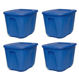 HOMZ 10-Gallon Stackable and Nestable Heavy Duty Plastic Storage Container Organizer Bin with 4 Way Handles, Capri Blue (8 Pack)