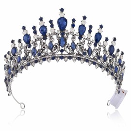 YBSHIN Light Up Princess Silver Rhinestones Tiaras, Bride Wedding Garden Crowns, Crystal Medieval Hair Piece for Women (Black)