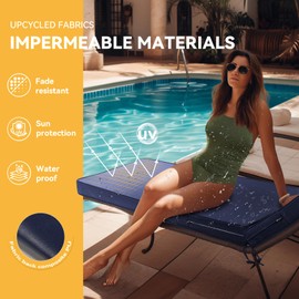 ROFIELTY Chaise Lounge Cushion, high-Density Rebound Chaise Lounge Cushion, Detachable and Portable Outdoor Lounge Chair Cushions, Chaise Lounge Cushions Outdoor Suitable for Courtyard. (Navy Blue)