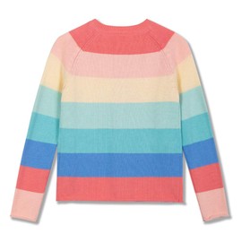 Kid Nation Girls Rainbow Cardigan Colorful Striped Sweater Toddler Outfits Crew Neck Long Sleeves Knit Tops 11-12 Years Macaron