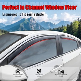IKON MOTORSPORTS in Channel Window Visors Compatible with 2016-2021 Honda Civic Sedan 4-Door, Slim Style Acrylic Smoke Rain Guards, Side Window Wind Deflectors 4PCS