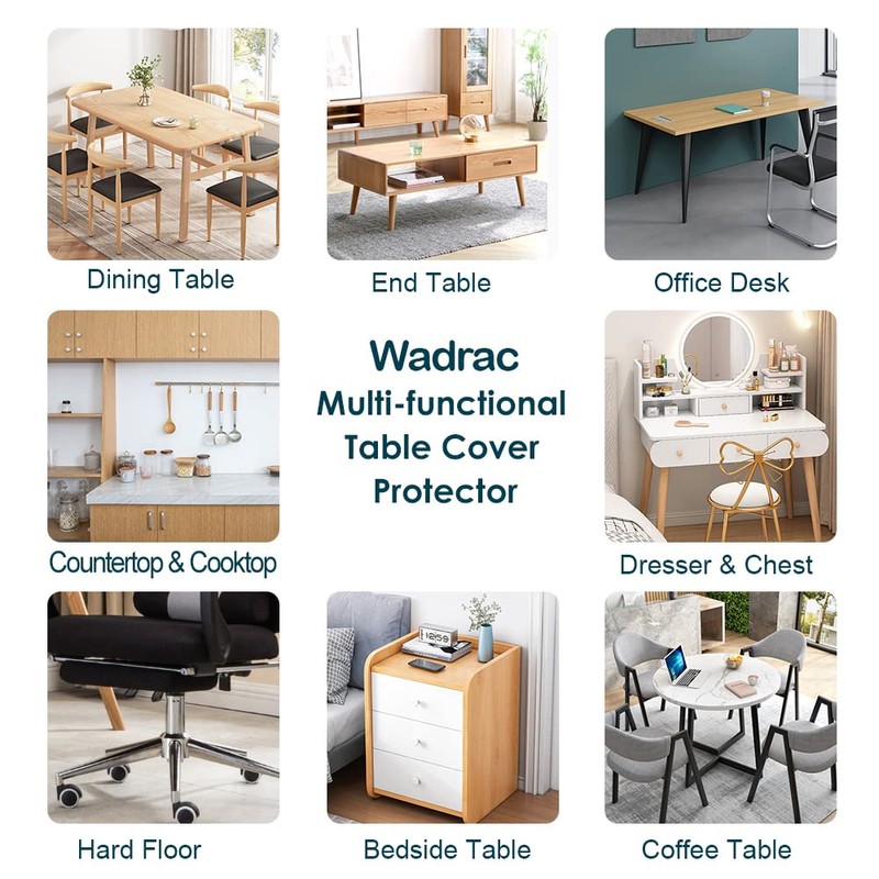 Wadrac Multisize Small PVC Clear Table Cover Top Protector-12x38 in