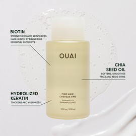 OUAI Fine Shampoo Travel Size - Volumizing Shampoo with Strengthening Keratin, Biotin & Chia Seed Oil for Fine Hair - For Clean, Weightless Body - Paraben, Phthalate & Sulfate Free Hair Care (3 Fl Oz)