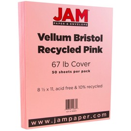 JAM Paper® 8 1/2 x 11 Vellum Cover - 67 lb Light Pink Cardstock - 50 Sheets per Pack