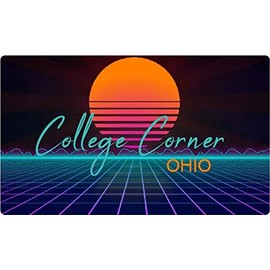 College Corner Ohio 4 X 2.25-Inch Vinyl Decal Stiker Retro Neon Design