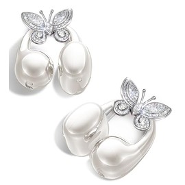 King Lucky - Auriculares de botón tipo joya con clip Bluetooth 5.4, cómodos auriculares abiertos con aretes de mariposa desmontables, IPX5, impermeable, juego 50H, para mujeres, regalo, fiestas