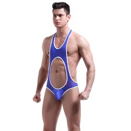 ONEFIT Chaleco para hombre con eslingas de triángulo conjunto, calzoncillos de malla, convexo en U, Azul / Patchwork, Large