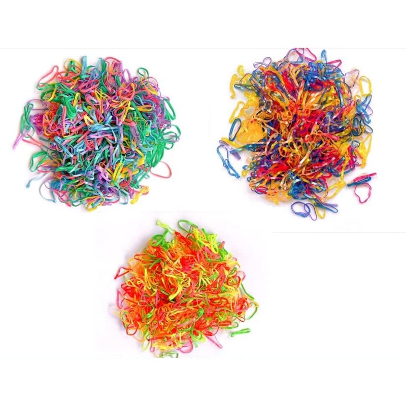 FEIFEI’S BOW 500 Pieces Multi Colour White Poly Rubber Bands