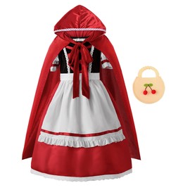 ReliBeauty ReliBeauty Rot Kostüm Kinder Roter Umhang und Handtasche Faschingskostüme Kinder Cosplay,110