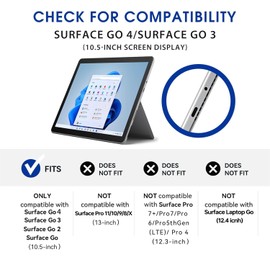 Omnpak Funda Protectora para Surface Go 4 2023/Surface Go 3 2021/Surface Go 2 2020/Surface Go 2018 con Soporte para lápiz Capacitivo, Compatible con Teclado Tipo Cubierta (Teclado No Incluido)