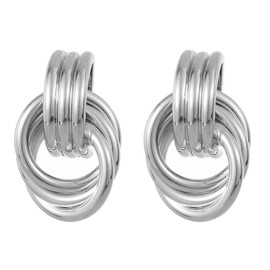 Gold Chunky Knot Earrings,18K Real Gold Plated With 925 Sterling Silver Post,Statement Earrings Knot Geometric Drop Dangle Earrings, Trendy Jewelry Gift For Women, Brass, No Gemstone