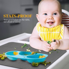 Bacgnyer Placemats Set of 8, Placemat with Coasters Heat Stain Scratch Resistant Non-Slip Waterproof Oil-Proof Washable Wipeable Outdoor Indoor for Dining Patio Table Kitchen Decor and Kids (Grey 8)