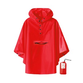 SaphiRose Lightweight Kids Rain Poncho Jacket Waterproof Outwear Rain Coat Red Small