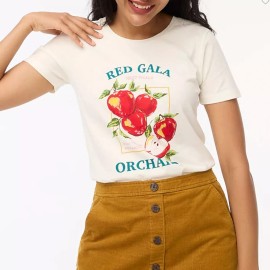 J.CREW J Crew NWT $49.50 Red Gala Apple Orchard Graphic Collector's T-Shirt | Sz XL